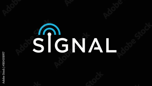 modern digital signal communication logo design on black background