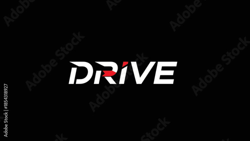 Modern Drive wordmark logo with stylized red accent on a black background