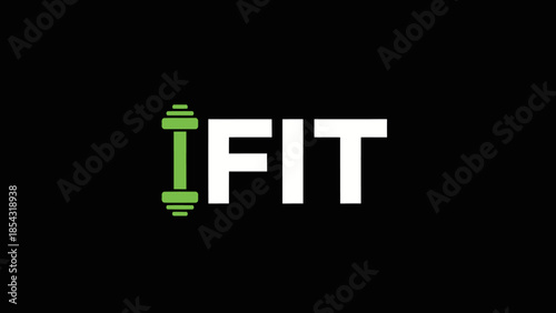 Modern gym equipment logo design featuring the word FIT with a stylized dumbbell icon