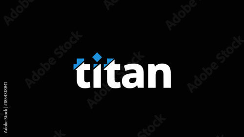 Modern digital titan logo with abstract blue geometric elements on a black background