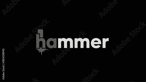 Modern Hammer Logo Design With Starburst Accent On Black Background