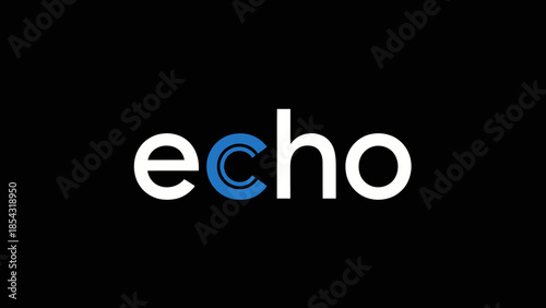 Modern Echo Text Logo Design with Blue Circular 'C' on Black Background