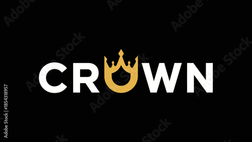 Modern graphic logo featuring the word Crown with a golden crown emblem