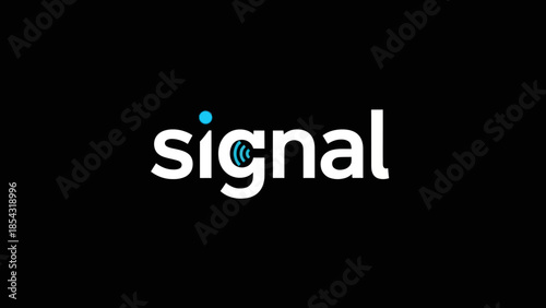 Modern minimalist logo for signal communication technology with blue dot and wifi icon