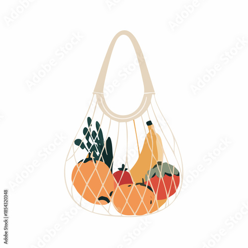 Fresh Fruits in Reusable Shopping Bag.