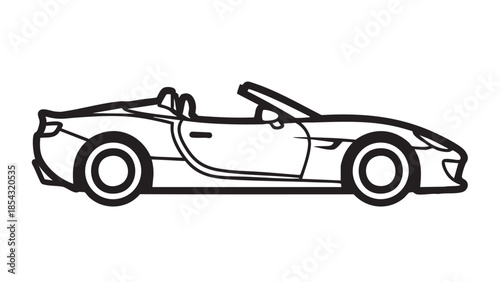 Simple Vector Illustration of a Convertible Car in Profile View