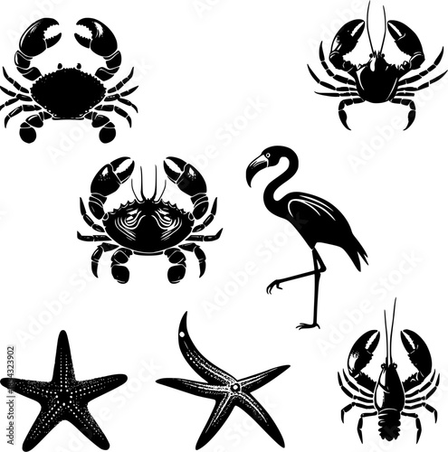 Black and white vector tattoo set animal