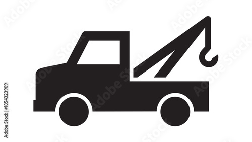 Tow truck illustration on a white background viewed from the side