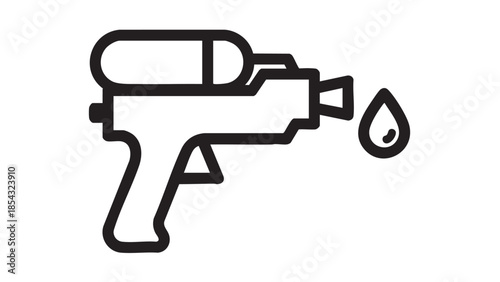 A simple line drawing of a grease gun dispensing lubricant