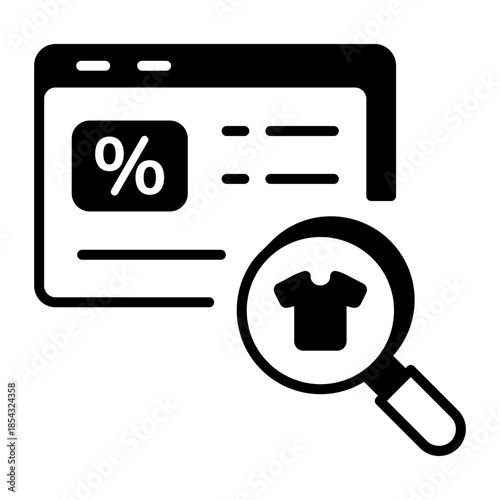 A linear style icon representing searching items