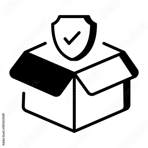 An outline style icon depicting package protection