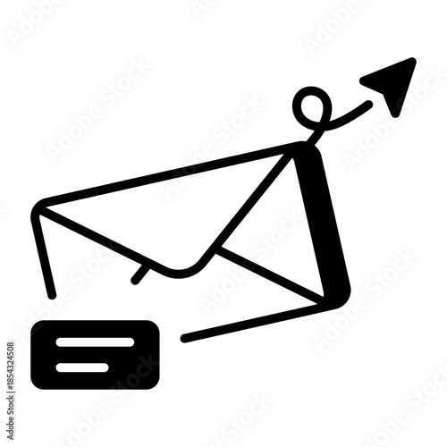 An outline style icon depicting forward mail