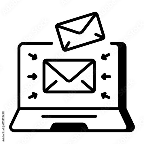 An outline style icon depicting bulk email