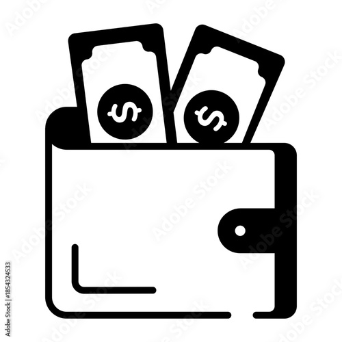 A linear style icon representing wallet
