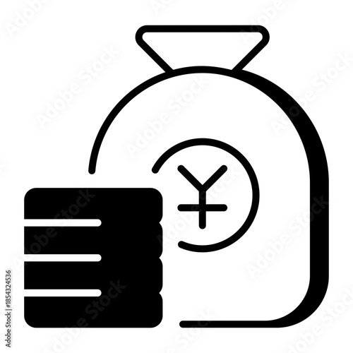 A line style icon showing money bag