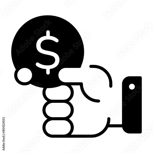 A linear style icon representing money