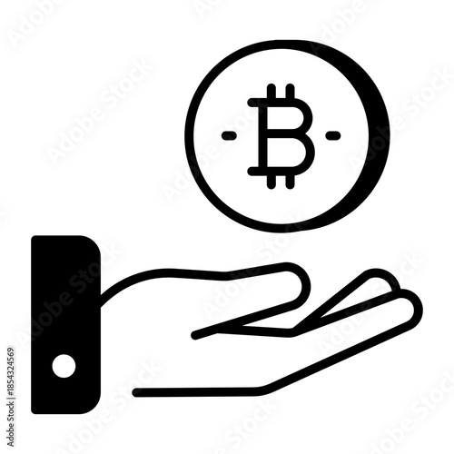 An outline style icon depicting cryptocurrency
