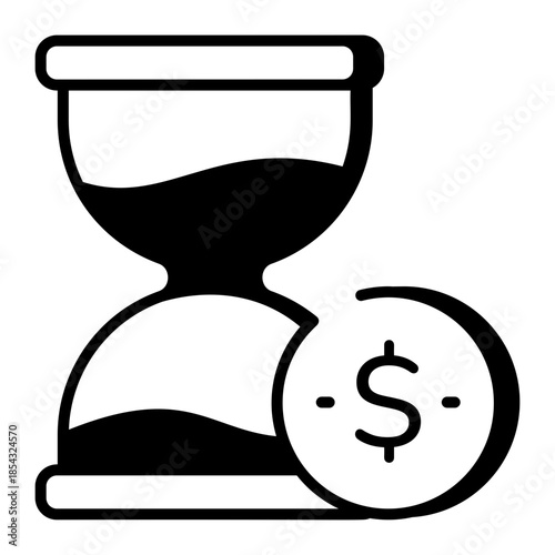 A line style icon showing time is money