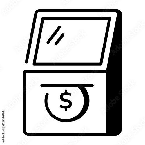 A linear style icon representing atm machine