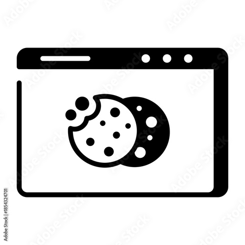 An outline style icon depicting browser cookie