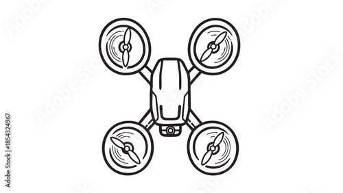 A black and white illustration of a heavy machinery vehicle on a construction site