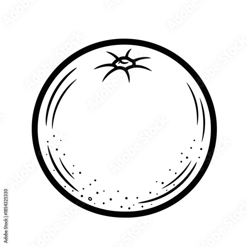 Simple line art drawing of a whole citrus orange fruit