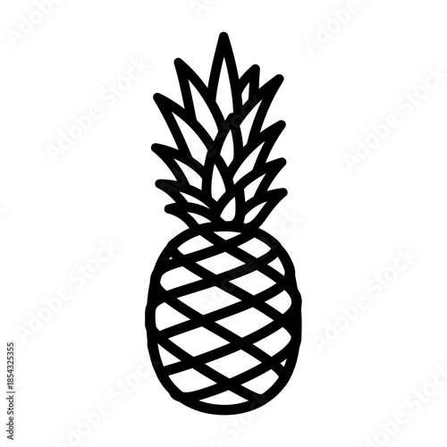 Simple Hand Drawn Pineapple Silhouette in Black and White