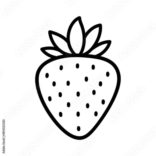 Simple outline drawing of a fresh strawberry fruit