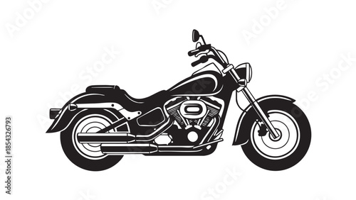 A sleek black motorcycle illustration on a white background viewed from the side