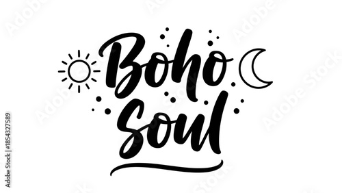 Boho Soul script typography featuring sun and moon symbols capturing a free-spirited aesthetic