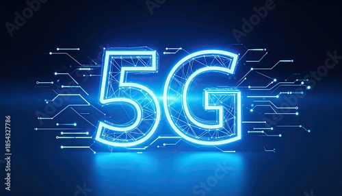 Futuristic 5G Technology Concept with Neon Lines