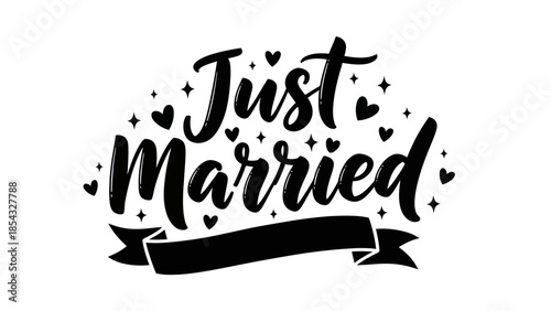 Chic Black And White Typography Design Celebrating New Marital Union