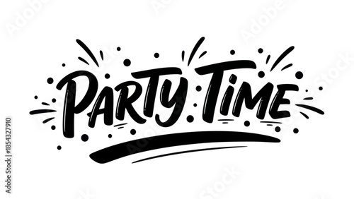 Dynamic hand-lettered celebration message for joyful events and festive occasion announcements