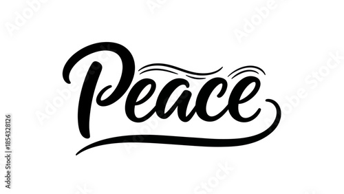 Elegant Hand-Drawn Typography Expressing the Profound Concept of Peace in Black and White