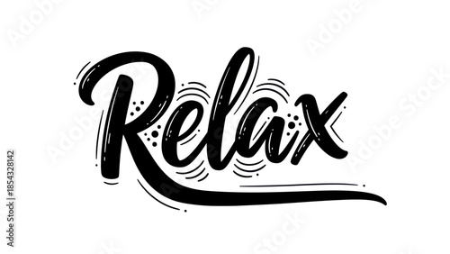 Elegant hand-lettered 'Relax' typography for serene and calming design elements