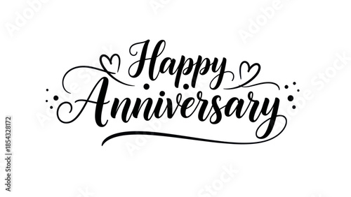 Elegant Happy Anniversary Script with Decorative Hearts and Dots Celebrating Milestones