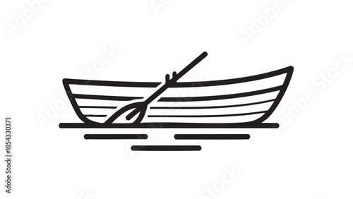 Simple illustration of a boat with an oar on calm waters from a side viewpoint