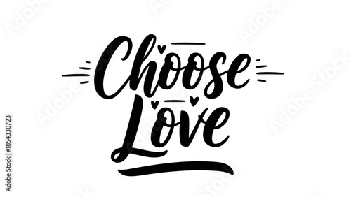 Inspiring Call to Action Choose Love Hand Lettered Typography With Subtle Heart Accents