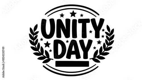 Inspiring graphic emblem promoting unity and collective spirit with decorative stars and laurel