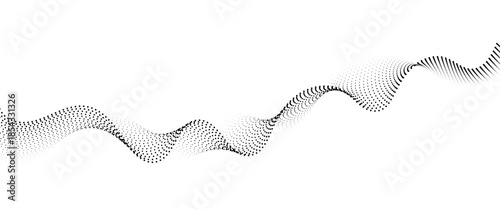 Flowing Dot Wave halftone gradient pattern on transparent background