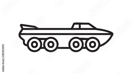 Simplified illustration of a futuristic vehicle with wheels and a cockpit viewed from the side
