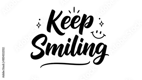 Uplifting Calligraphic Design Promoting Happiness and Joy with a Cheerful Smiley Icon