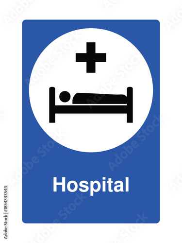 Hospital Icon with Cross Symbol for Medical and Emergency Interfaces with Explanation – High Quality Vectorial Stock Image