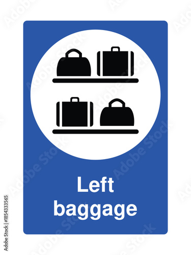 Left Baggage Icon with Stylized Suitcase Symbol for Airports, Stations, and Public Facilities with Explanation – High Quality Vectorial Stock Image