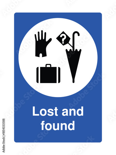 Lost and Found Icon with Stylized Box and Personal Items for Public Facilities with Explanation – High Quality Vectorial Stock Image