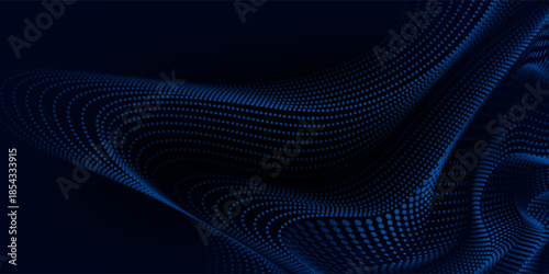 Dot white blue wave light screen gradient texture background. Abstract technology big data digital background