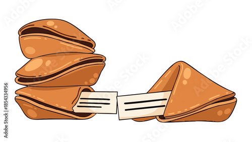 Fortune cookies with fortunes inside for Chinese New Year celebration  