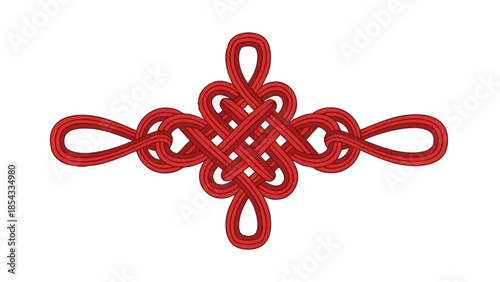 Red lucky knot decoration symbolizing prosperity for Chinese New Year  