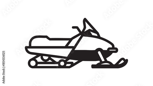 Snowmobile illustration on a white background showcasing a sleek winter vehicle