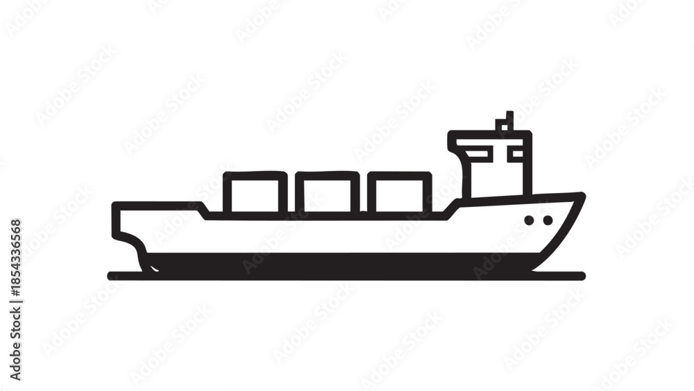Fototapeta premium A cargo ship sailing on the open sea, viewed from the side